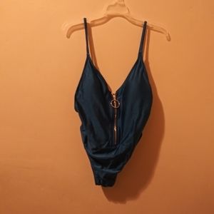 NWT No Boundaries Blue Zipper Front Swimsuit